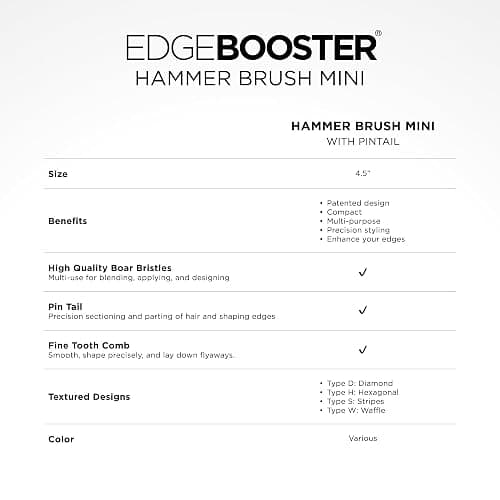 STYLE FACTOR EDGE BOOSTER® Mini Hammer Brush Travel Size | Baby Hair Brush & Double-Sided Edge Control Comb with Boar Bristles | Pintail for Precision Styling | Travel Brush for Edges & Baby Hair thumbnail 7