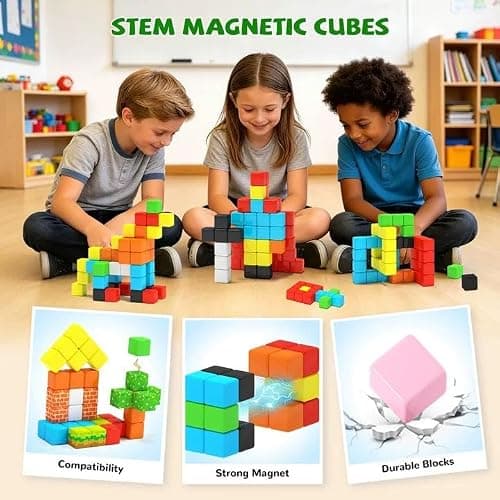 Hiwawind 40pcs Magnetic Blocks -Ideal Gifts for 3 4 5 6 Year Old,STEM Learning Toys for 3-5 Year Old Boys & Girls, Safe & Strong Building Blocks with ASMR Sounds,Classroom Must Haves thumbnail 5