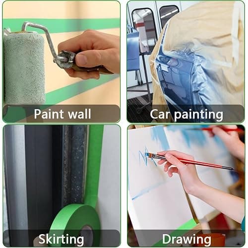 NETEHA 3 Rolls Painters Tape Masking Tape 0.78 Inch x 55 Yard, Heat Resistant No Residue Automotive Adhesive Tape for Automotive Paint and DIY Paint Projects (Green) thumbnail 6