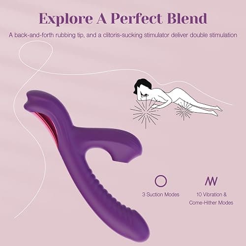 Tracy's Dog Come-Hither Rabbit Sucking Vibrator for Clitoral G Spot Stimulation, Adult Sex Toys for Women Couple, Vibrating Finger Massager with 3 Suction and 10 Vibration & Come-Hither Modes (Beta) thumbnail 3