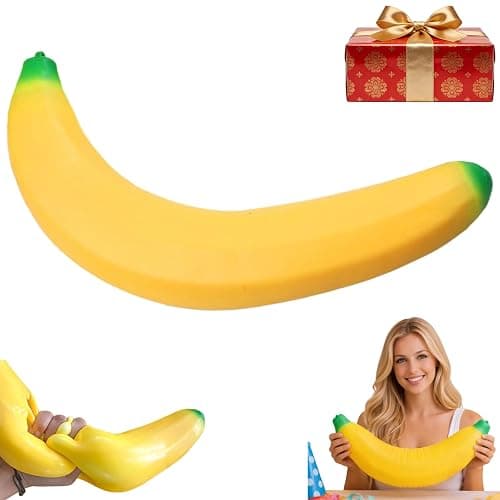 Bannana Squishy Toy, 2026 New Giant Banana Squishy, Banana Squishys Jumbo, Soft Jumbo Squishys Bananas Toys for Stress Relief and Enhancement for Work School, Soft PU Foam（17 Inch - Image 1