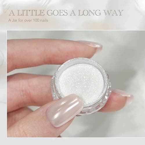 GAOY White Pearl Chrome Nail Powder, Mirror Effect Shimmer Glitter Pigment Mermaid Aurora Nail Art Decorations, Lustrous White thumbnail 6