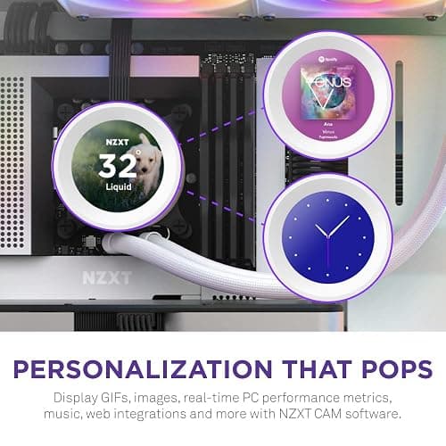 NZXT Kraken Elite 360 RGB - RL-KR36E-W1-360mm AIO CPU Liquid Cooler - Customizable 2.36" LCD Display for Images, Performance Metrics and More - High-Performance Pump - 3 x F120P RGB Fans - White thumbnail 2