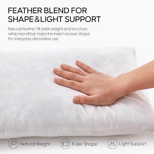 Swandream Feather Throw Pillow Inserts Set of 4, Fuller Fit Square 22 x 22 Inches Decorative Pillow Inserts, Feather Blend Throw Pillows for Bed, Couch and Sofa thumbnail 2