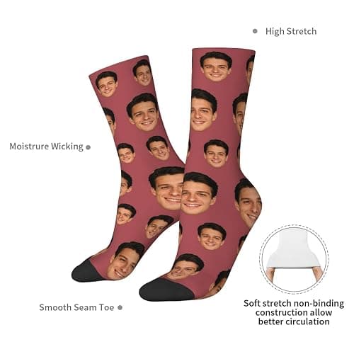 COWDIY Custom Faces Socks with Photo Personalized Funny Crew Socks Gift Novelty Sock for Men Women thumbnail 6