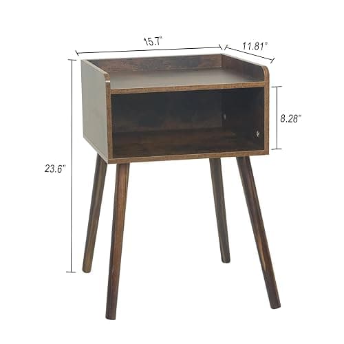 MaxSmeo Night Stand Set 2, Mid Century Modern Side Table Bedroom with Storage, Small End Bedside Table Set of 2 with Solid Wood Legs for Living Room, Office Small Spaces (Rustic Brown) thumbnail 3
