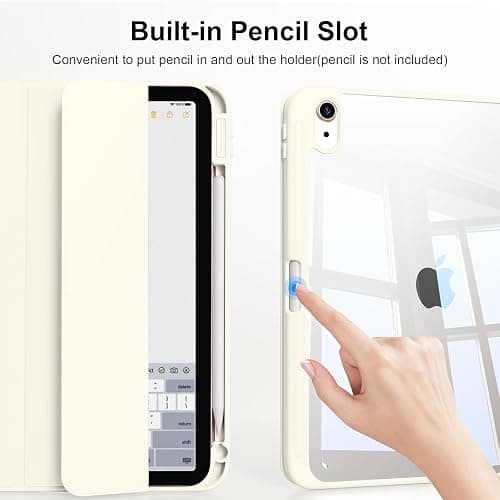 BFGTSJF Case for iPad (A16) 11th Generation 11 Inch 2025, iPad 10th Generation 10.9 Inch 2022 with Pencil Holder, Slim Trifold Stand Protective Cover with Clear Back, Auto Wake/Sleep, Cream White thumbnail 3