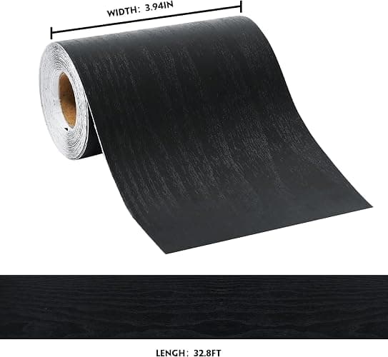 DESOMINOR 32FT Black Border Peel &Stick Black Wood Grain Wallpaper Border Removable Waterproof Bathroom Mirror Frame Sticker (Black, 3.93Inch X 32.8Ft) thumbnail 2
