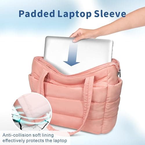 TOPDesign Puffer Tote Bag for Women, Lightweight Puffy Handbag with Compartments, Quilted Shoulder Bag for Work, Travel, Gym thumbnail 6