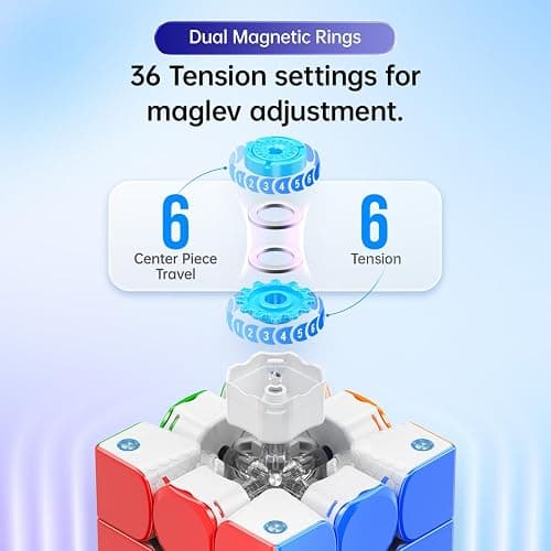 GAN 356 Maglev 3x3 Magnetic Speed Cube Stickerless Gans 356M Magic Cubes, Magnetic Levitation Cube, 30°+ Auto-Aligning, 76 Magnets, Numerical Tuning Setting, Frosted Version thumbnail 4