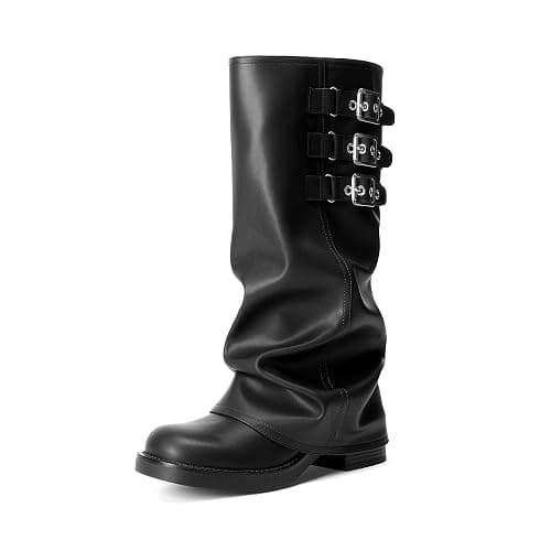 DREAM PAIRS Fold-over Knee High Fashion Boots for Women | Adjustable Buckle,Low Chunky Heel,Comfort Slouchy Boots,Festival Party Going Out Looks,Long Tall Fashion Casual Boots - Image 1
