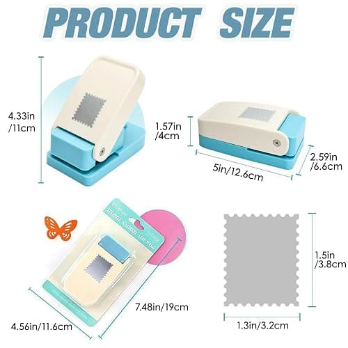 1.5x1.25inch Rectangular Postage Stamp Puncher | Lever Action Paper Stamp Punch for Scrapbook, DIY Card Making & Paper Crafting Arts Crafts Supplies thumbnail 2