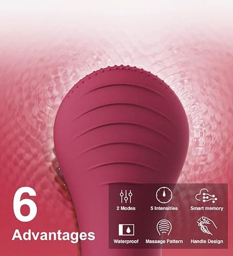 Face Scrubber, NågraCoola CLIE Facial Cleansing Brush, Waterproof and Rechargeable Face Scrub Brush for Men & Women, Cleansing, Exfoliating and Massaging, Electric Face Wash Brush - Berry thumbnail 4