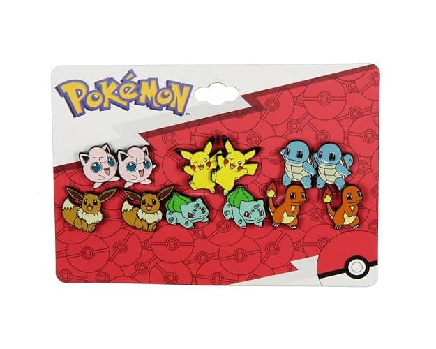 Pokemon Earrings Fashion Jewelry Enamel Character Stud Earrings Set 6 Pack thumbnail 3