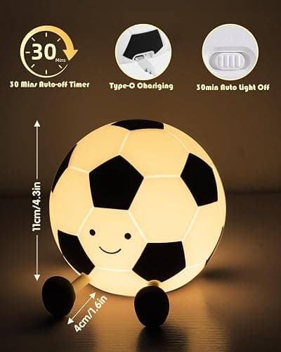 YISUN Soccer Silicone Night Light for Kid, Rechargeable Night Lights with 7 Colors & Timer, Cute Squishy Lamp for Girl Boy Girls, Dimmable LED Light Room Decor Toys thumbnail 4