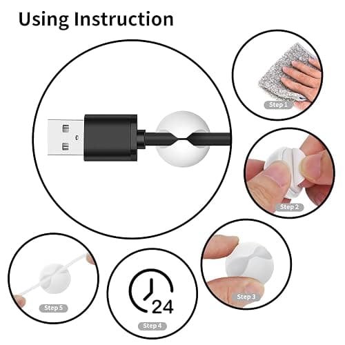 Flezoo Cord Holder Cable Clips, 12PCS White Adhesive Cord Organizer Charger Holder Wire Management Keeper for Nightstand, Desk, Office or Mouse - White thumbnail 7