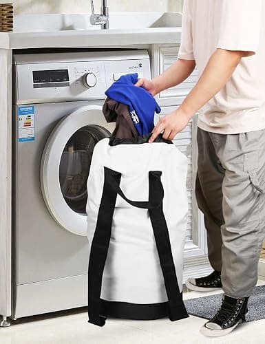 Dalykate Backpack Laundry Bag, Laundry Backpack with Shoulder Straps and Mesh Pocket Durable Nylon Clothes Hamper Bag with Drawstring Closure for College, Travel, Laundromat, Apartment thumbnail 7