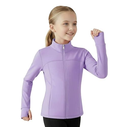 Girls Athletic Zip-Up Jacket – Long Sleeve Lightweight Outerwear with Pockets for Active Kids thumbnail 2