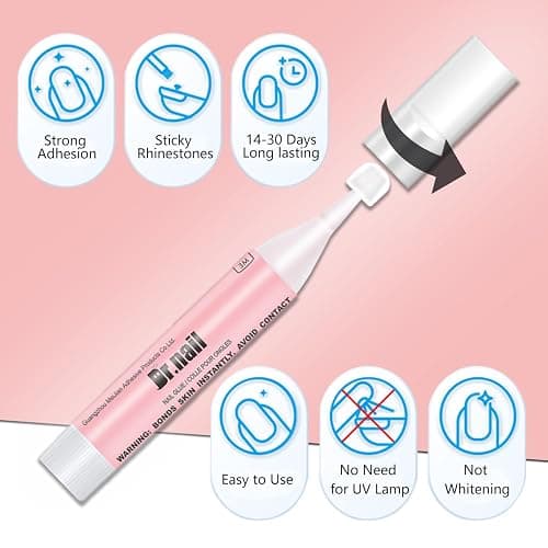 Nail Glue Set 20Pcs Super Strong Fast Dry No UV for Press On Acrylic Nails | 10s Fast Dry Super Bond Nail Adhesive SGS MSDS Certified Individual Tubes Long Lasting No UV for Fake Nail Tips thumbnail 6