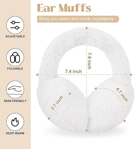 YSense Ear Muffs for Winter Women Foldable Fluffy Cute Earmuffs Cold Weather Ear Warmers Faux Fur Adjustable Headband thumbnail 2