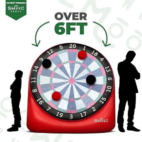 SWOOC Games - Premium Inflatable Giant Kick Darts (15+ Ways to Play) - Jumbo Soccer Dartboard w/Air Pump - Big Carnival Games - Giant Outdoor Games - Oversized Dart Board Yard & Lawn Game Kids & Adult thumbnail 5