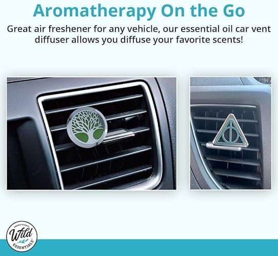 Wild Essentials Potter Hallows Car Vent Diffuser Kit – 316L Stainless Steel Locket, Rubber-Coated 4-Way Clip, 8 Color Pads (22mm), 25mm – Includes Alert & Inner Calm (2 x 10ml) thumbnail 7
