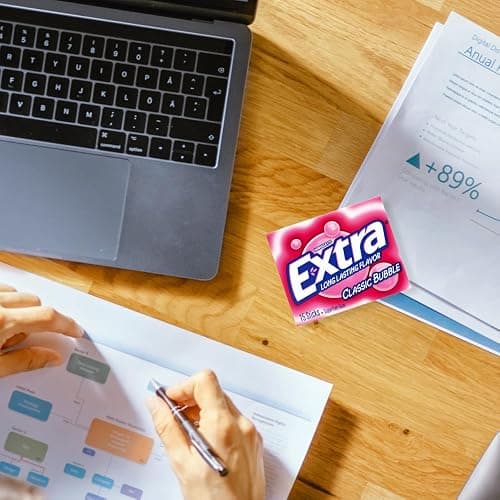 EXTRA Classic Bubble Gum, Sugar Free Chewing Gum, 3 Pack, 15 Sticks | EXTRA sugar free gum 3 pack with 15 sticks; bubble gum and sugar-free chewing gum for travel, home, and office thumbnail 6