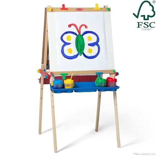 Melissa & Doug Deluxe Standing Art Easel - Dry-Erase Board, Chalkboard, Paper Roller - FSC Certified thumbnail 4
