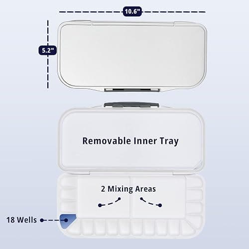 Mr. Pen Airtight 18-Well Watercolor Palette with 2 Mixing Areas and Lid - Folding Paint Tray thumbnail 3