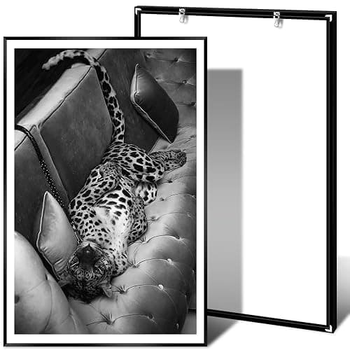 Maximalist Cheetah Posters Funky Panther on The Sofa Wall Art Fashion Black and White Decor Trendy Leopard Print Canvas Vintage Animal Artwork for Dorm Living Room Batchroom 12x16in Metal Black Frame thumbnail 3