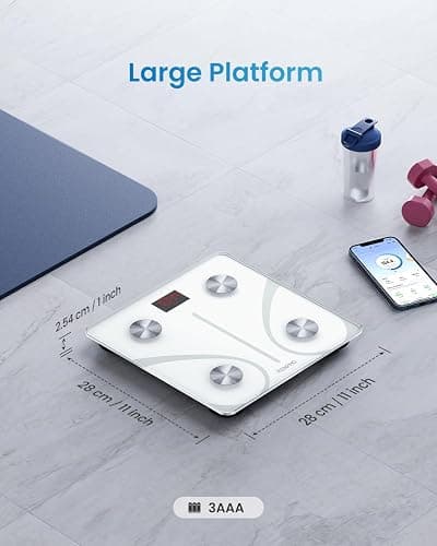 RENPHO Smart Scale for Body Weight, Digital Bathroom Scale BMI Weighing Bluetooth Body Fat Scale, Body Composition Monitor Health Analyzer with Smartphone App (White, 11"/280mm) - Image 1
