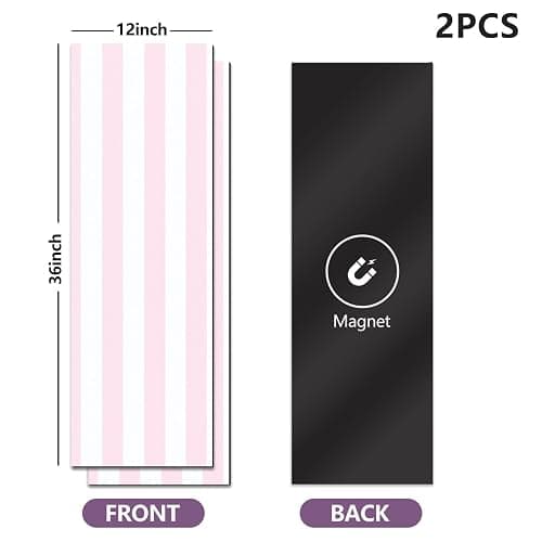 2 Pcs Locker Magnetic Wallpaper Soft Pink Vertical Seamless Stripes 12" x 36" Wall Magnetic Sticker Removable Locker Accessories Decor Easy Install for Office School thumbnail 3