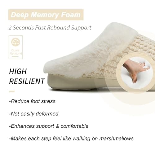 WateLves Women's Slippers Comfort Memory Foam House Slippers Plush Lining Bedroom Shoes for Indoor & Outdoor thumbnail 3