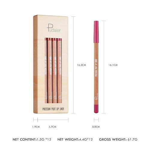 Espoce Lip Liner Set, 12Pcs Pure Natural Oak Brown Pink Red Series Lip Liners, Smooth and High Pigmented Lip Makeup Pencil thumbnail 9