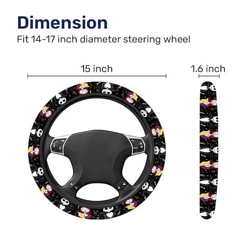 GENANY Spooky Skeleton Couple Christmas Steering Wheel Cover, Non-Slip Neoprene Car Steering Wheel Cover, Breathable Steering Wheel Covers, Sweat-Absorbing Accessories, Christmas Auto Gifts thumbnail 2