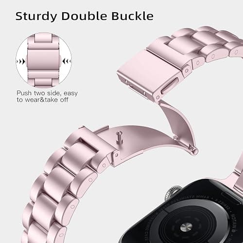 Lenrao Thin Stainless Steel Bands Compatible with Apple Watch 38mm 40mm 41mm 42mm 44mm 45mm 46mm for Women, Metal Straps for iWatch Series 11 10 9 8 7 6 5 4 3 2 1 SE thumbnail 3