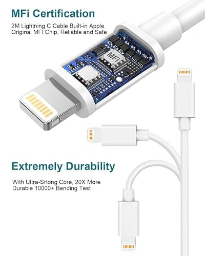 iPhone Charger Fast Charge, 20W Fast iPhone Charger Plug and Cable 2M [Apple MFi Certified], i Phone Charger Cable and USB C Fast Charger Plug Power Adapter for iPhone 14 13 12 11 Pro Max/Mini/XS/SE/8 thumbnail 6
