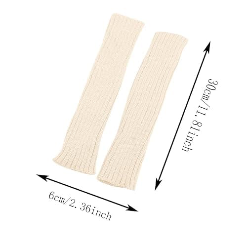 bawilom Women's Long Fingerless Gloves Fashion Stretch Arm Warmers Knit Arm Sleeves for Teen Girl Thumb Hole Stretchy Gloves thumbnail 4