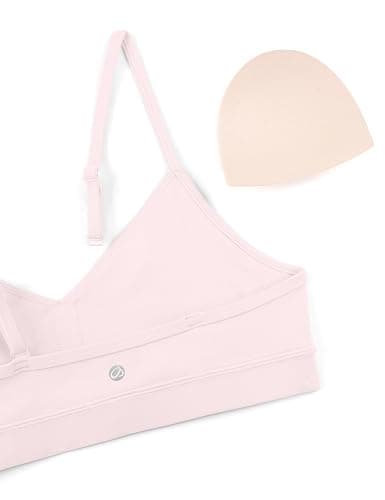 CRZ YOGA Butterluxe V-Neck Sports Bras for Women - Adjustable Thin Straps Padded Yoga Top Basic Wireless Camisole thumbnail 4