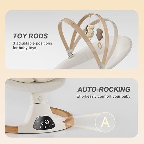 Baby Swings for Infants, Monamii Baby Swing, Infant Swing with 5 Speeds, 10 Lullabies, Electric Swing for Baby, Indoor & Outdoor Use (Beige) thumbnail 7