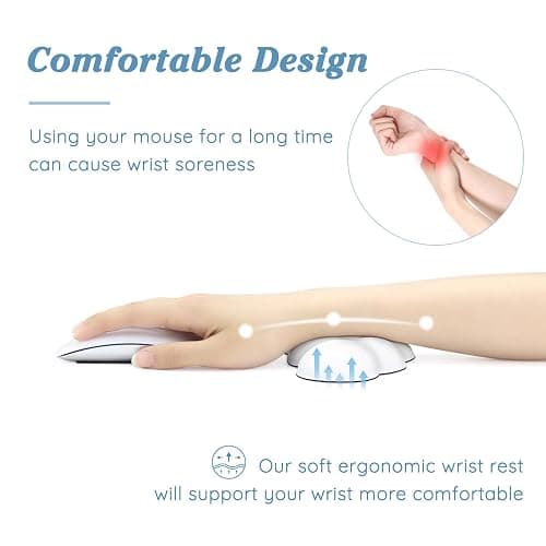 Arisase Cloud Wrist Rest Cushion for Mouse Ergonomic Soft PU Leather Memory Foam Wrist Pain Relief Mouse Wrist Support Pad with Anti-Skid Base for Office School Home Laptop & Computer Mouse (White) thumbnail 3