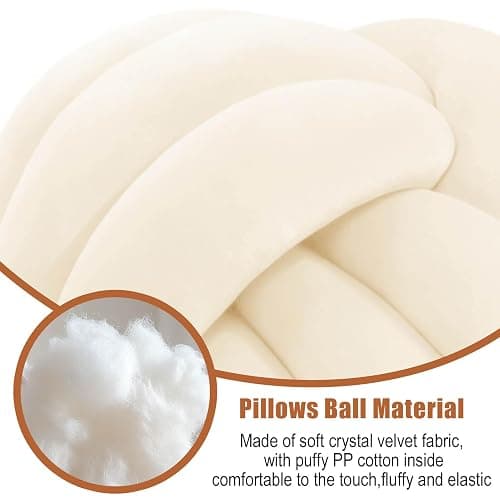 Adlbbkiy Ivory 8.6 Inches Knot Pillow Ball, Round Soft Handmade Knotted Ball Pillow Plush Cushion Home Decor, Knotted Plush Pillow Cushion, for Bedroom, Living Room Sofa, Office Decoration thumbnail 7