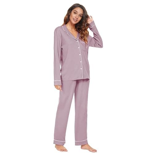 HEARTNICE Womens Pajama Set, Soft Long Sleeve Pajamas & Long Pants with Pockets, Warm Button-up Sleepwear Lounge Pjs thumbnail 3