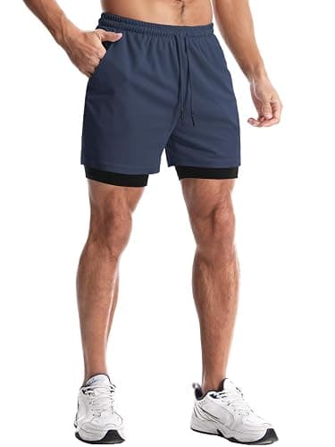 Aolesy Men's Gym Shorts with Liner 5"/7"/9" Lightweight Running Shorts Mesh Workout Athletic Shorts with Pockets thumbnail 5