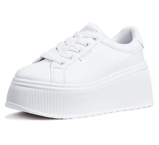 LUCKY STEP Women's Platform Fashion Sneakers Classic Wedge Canvas Casual Low Top Retro Walking Shoes - Image 1