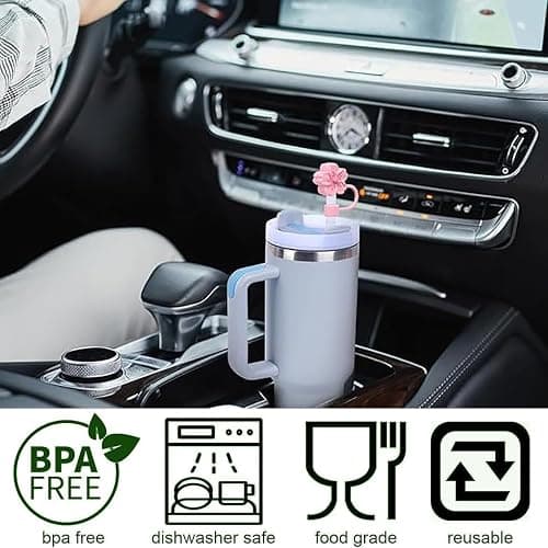 BTYHAOS Silicone Straw Caps for 10mm Tumblers | Reusable Dust-Proof Straw Toppers Compatible with Stanley 30oz & 40oz Tumbler (pink 3p) thumbnail 5