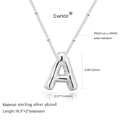Ewrkbrㅤ Initial Necklaces for Women, 14k Gold Plated Bubble Letter Necklace Chunky Gold Necklace Dainty Charm Initial Necklaces for Women Trendy Custom Preppy Stocking Stuff Necklace Christmas Gifts thumbnail 4