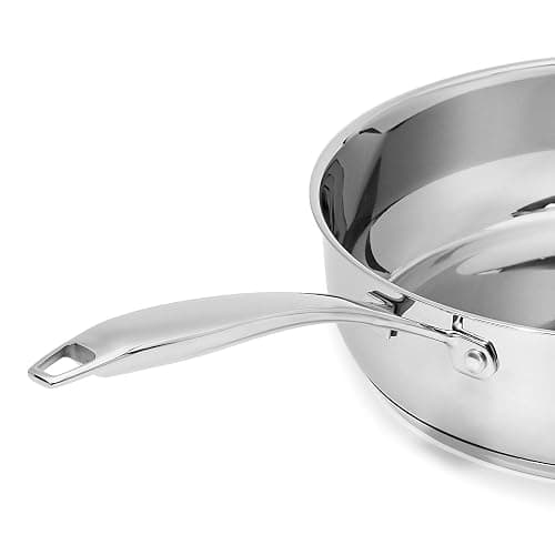 Amazon Basics Stainless Steel Cookware 11-Piece Set, Oven Safe, Induction-Ready, Even Heating, Non Toxic, Stay-Cool Handles, Pots and Pans, All Stovetops, Glass Lids, Silver thumbnail 5