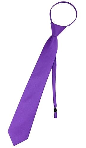 Vesuvio Napoli PreTied Men's Necktie Solid Color Mens Adjustable Zipper Neck Tie - Image 1