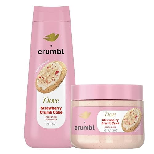 Dove Moisturizing Strawberry Crumb Cake Body Wash & Scrub Combo, 20oz Wash + 15oz Scrub, Limited Edition, Paraben & Sulfate Free, For Body, Improves Skin Texture, Moisturizes - Image 1